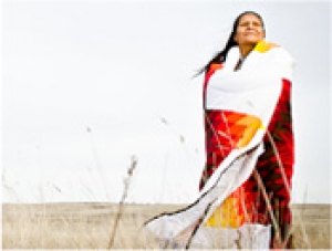 Germaine Moves Camp in Lakota Star Blanket